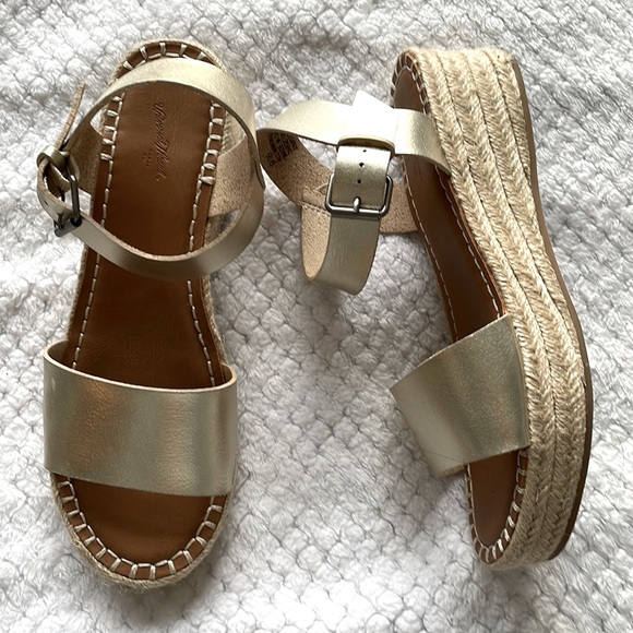 Universal Thread Shoes - Universal Thread gold strap platform wedge